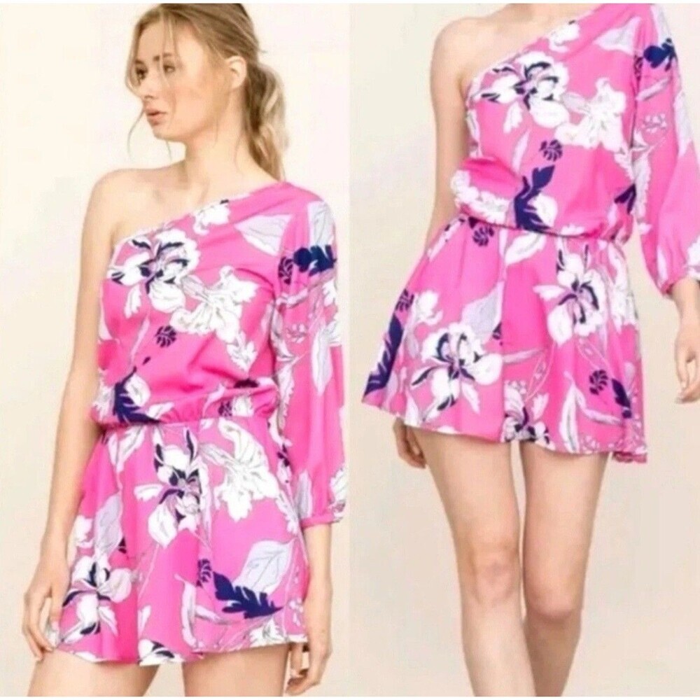 NWT Anthropologie YUMI KIM Size S Eastern Garden Pink One‎ Shoulder Mini Dress